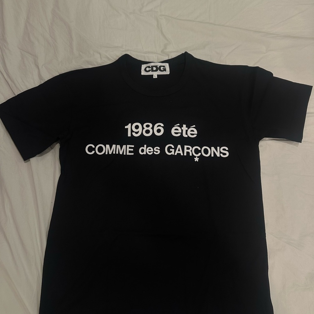 Comme des Garçons Black Tee with White Text